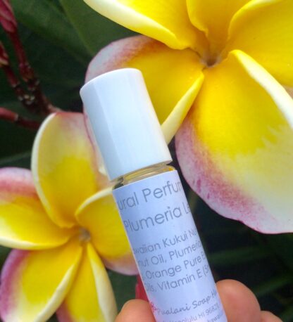 Plumeria Lei Natural Perfume Oil Pure Essential Oils with Hawaiian Kukui Nut and Coconut Oil base 5ml roll-on bottle