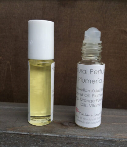 Plumeria Lei Natural Perfume Oil Pure Essential Oils with Hawaiian Kukui Nut and Coconut Oil base 5ml roll-on bottle