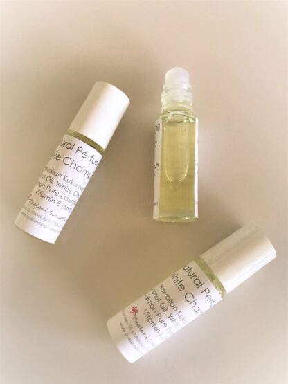 White Champaca Natural Perfume Oil Pure Essential Oils with Hawaiian Kukui Nut and Coconut Oil 5ml roll-on bottle